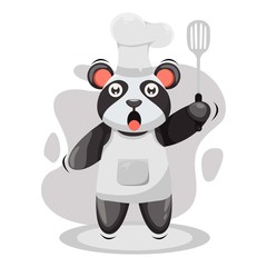 adorable panda chef mascot cartoon vector