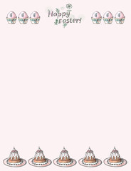 Design of the page on the theme of Easter. Painted eggs and the inscription 