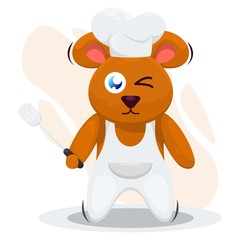 adorable bear chef mascot cartoon vector