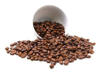 Coffee beans isolated on white background.