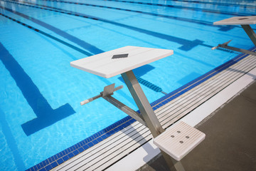 Starting blocks in an outdoor pool