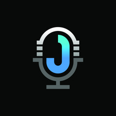 Initial Letter J with Podcast Logo Design