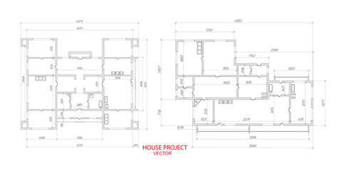 Architectural plan,technical project .House plan project .Engineering design .Industrial construction of houses .Vector , illustration.	