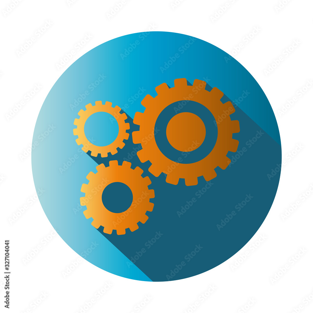 Poster isolated metal gears block gradient style icon vector design