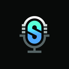 Initial Letter S with Podcast Logo Design