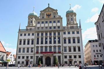 Augsburg, Germany - 2015: The Town Hall (Augsburger Rathaus) Topped with the Reichsadler, or...