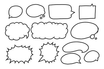 Blank dialog balloon for speech or conversation. comic style hand drawn vector. empty Bubble illustration for text and message.