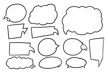 Freehand Comic style balloon template for speech or dialog. Black and white drawing vector for conversations text. Hand drawn llustration with layers.