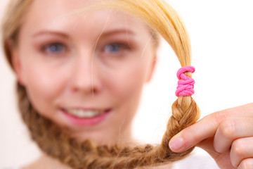 Blonde girl with braid hair