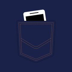 Jeans with cell phone pocket. Vector illustration