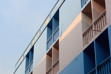 classic blue color tone building