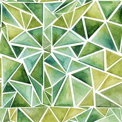 Abstract, geometric background. Background made of Triangles. Spring colors. Watercolor mosaic. Hand drawn