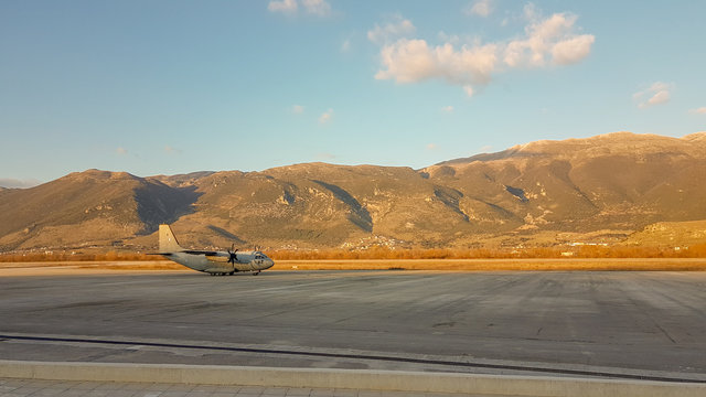 airplane c 130 in the airport of Ioannina Greece