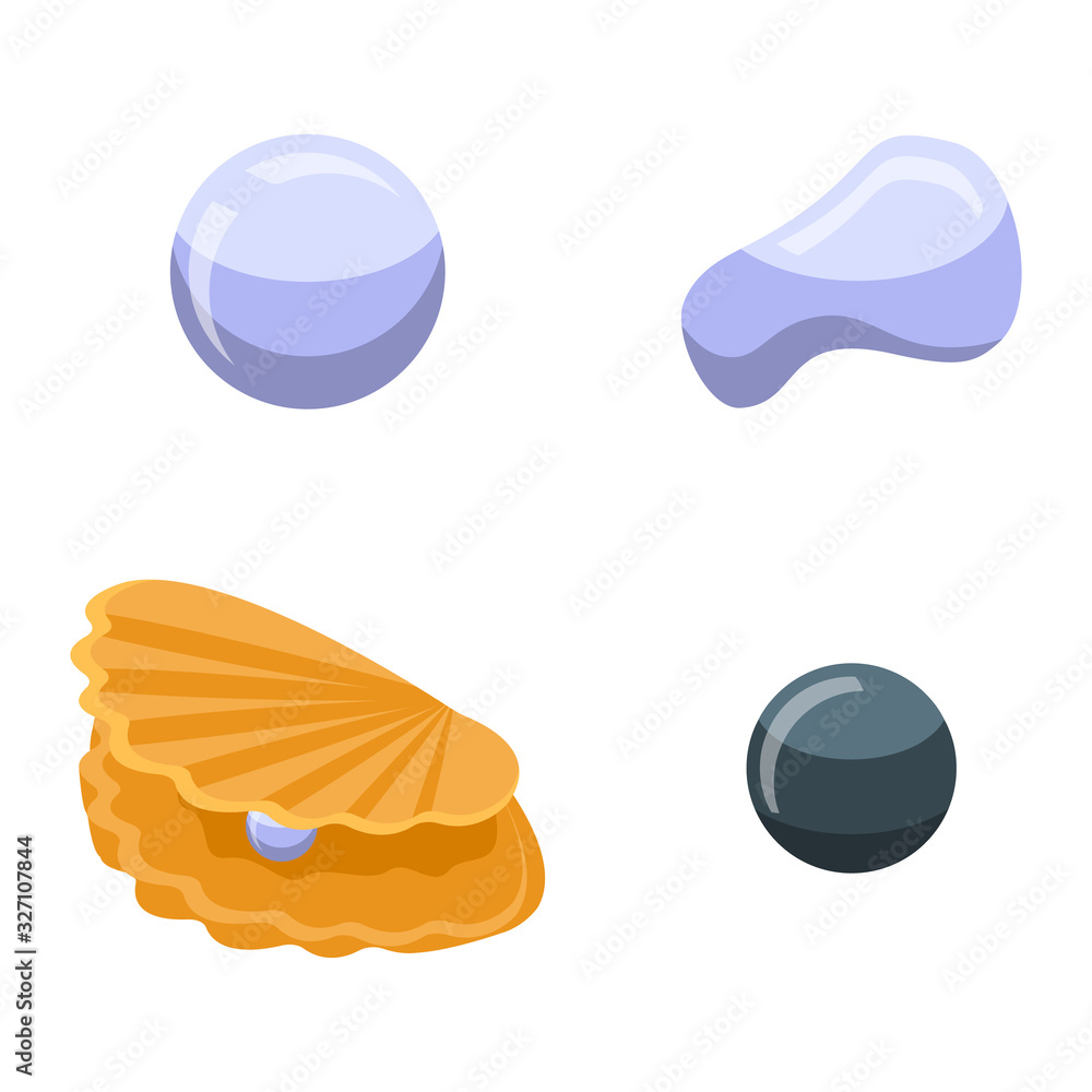 Poster pearls icons set. isometric set of pearls vector icons for web design isolated on white background