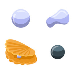 Pearls icons set. Isometric set of pearls vector icons for web design isolated on white background