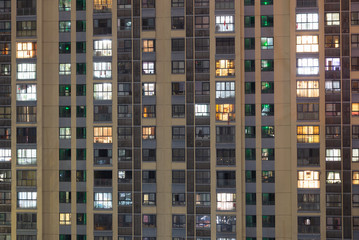 Fototapeta na wymiar modern residence with light at night at mianyang china