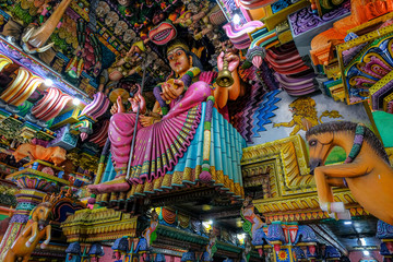 Trincomalee, Sri Lanka - February 2020: Interior of the Kali Kovil Hindu temple on February 16,...