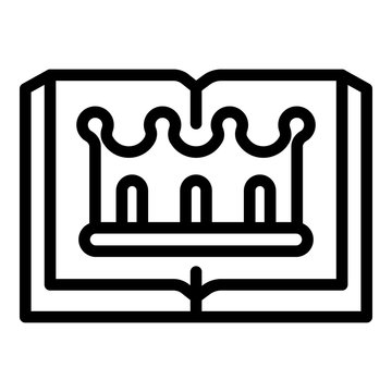 recommend clip art: Open book and crown icon. Outline open book and crown vector icon for web design isolated on white background