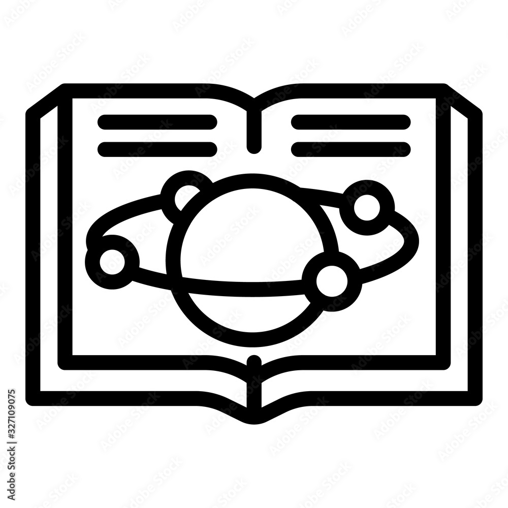 Poster open book of astronomy icon. outline open book of astronomy vector icon for web design isolated on w