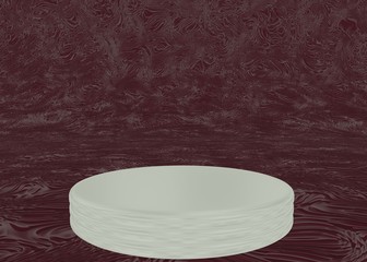 A 3d illustration of blank template layout of white empty musical, theater, concert or entertainment stage. 3d rendering.