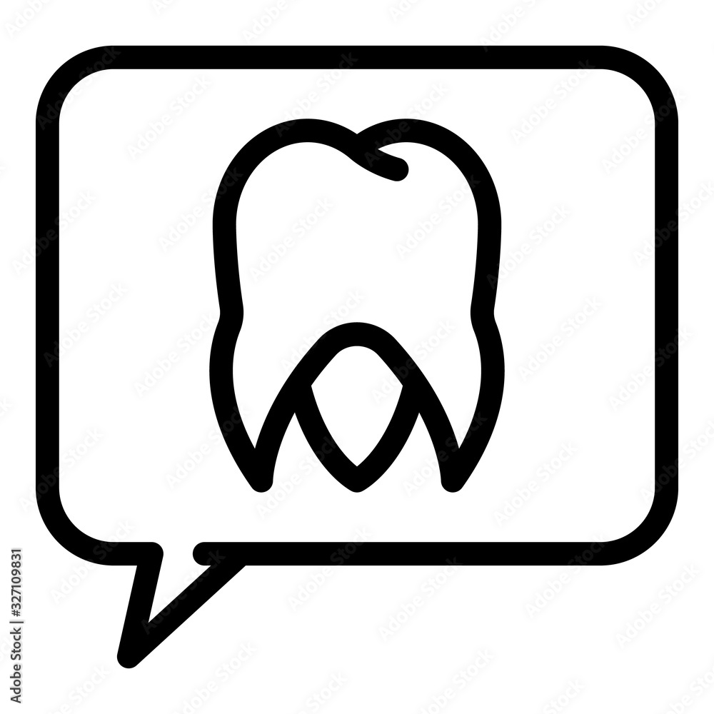 Poster tooth in the chat cloud icon. outline tooth in the chat cloud vector icon for web design isolated on