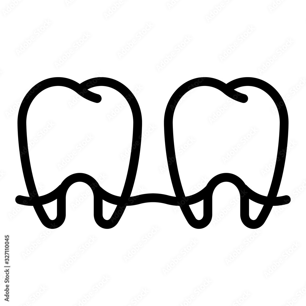 Poster two teeth icon. outline two teeth vector icon for web design isolated on white background
