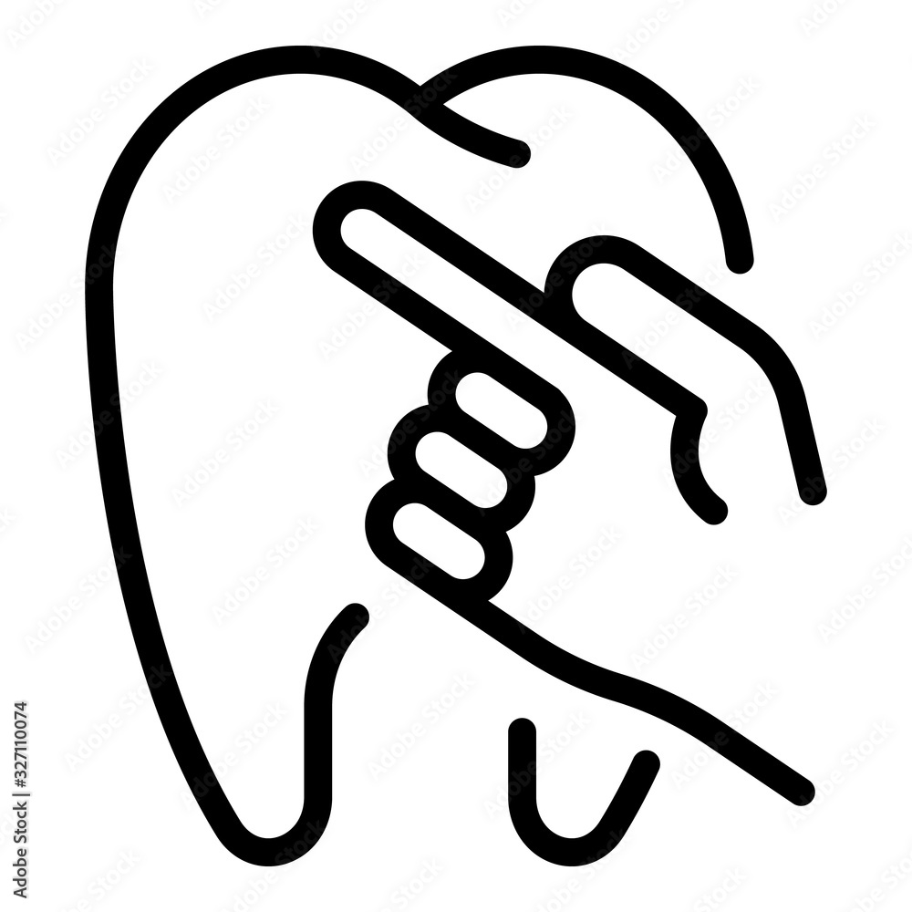 Aufkleber tooth and finger icon. outline tooth and finger vector icon for web design isolated on white backgro