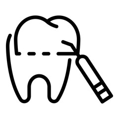 Tooth treatment icon. Outline tooth treatment vector icon for web design isolated on white background