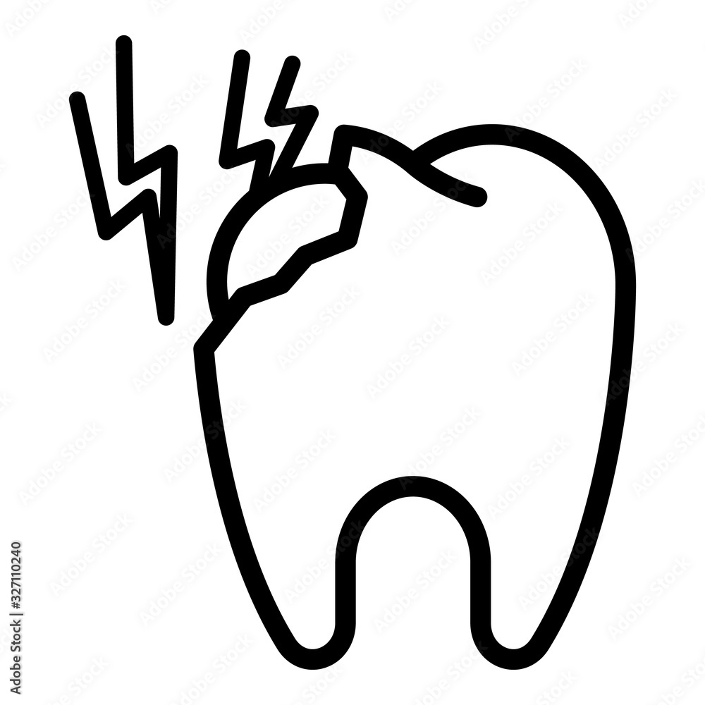 Poster tooth and lightning icon. outline tooth and lightning vector icon for web design isolated on white b