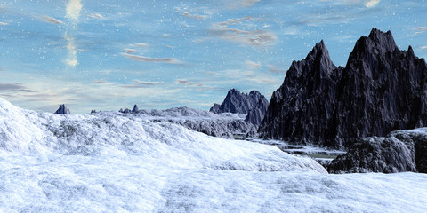 Alien Planet. Mountain. 3D rendering