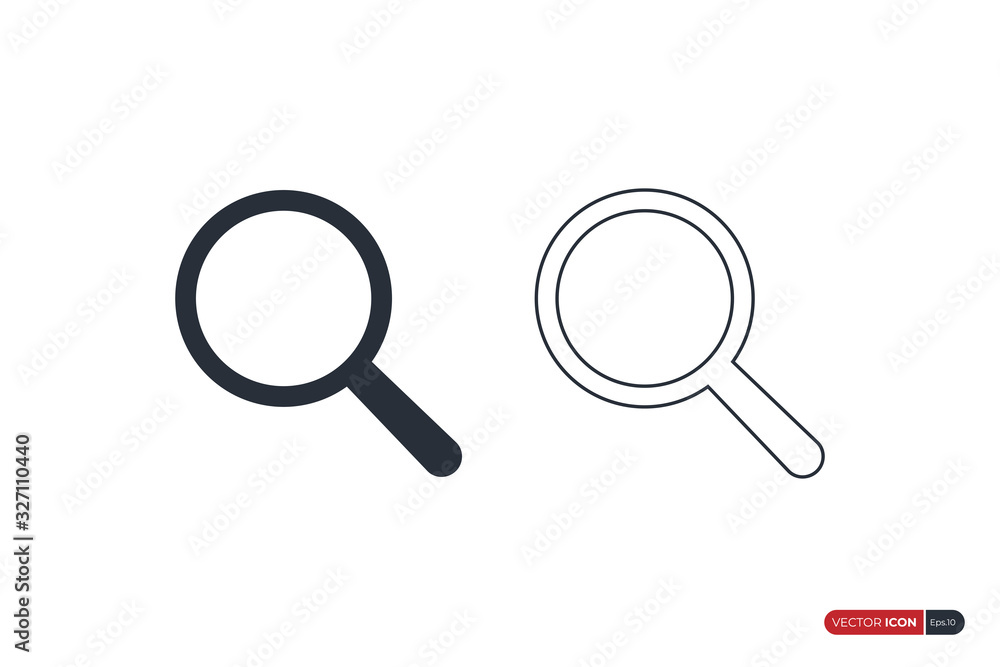 Poster magnify zoom lens search icon isolated on white background. flat vector icon design template element