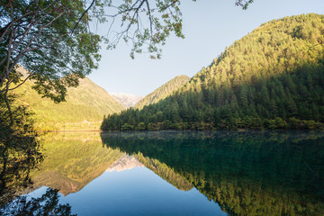 Travel in China. Early morning at jiuzhaigou scenic spot, sichuan province, China.