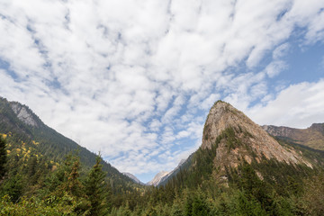 Travel in China. Early morning at jiuzhaigou scenic spot, sichuan province, China.