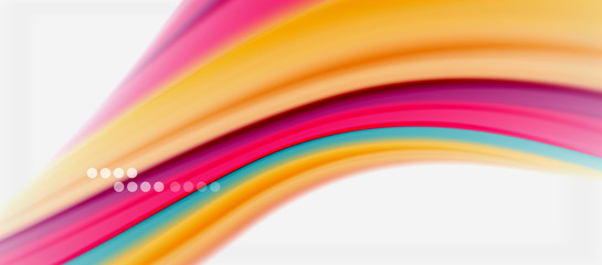 Wave lines abstract background, smooth silk design with rainbow style colors. Liquid fluid color waves. Vector Illustration