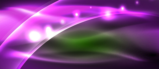Abstract background. Shiny design neon waves with light effects, techno trendy design. Vector Illustration For Wallpaper, Banner, Background, Card, Book Illustration, landing page