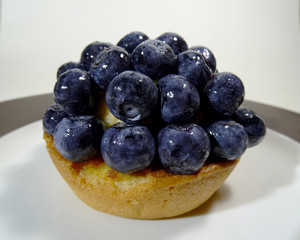Blueberry almond tart with custard filling