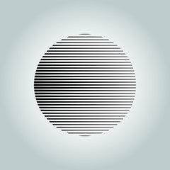 Black horizontal triangles stripes in circle form. Geometric art. Abstract monochrome background. Design element for logo, tattoo, prints, web, template, and textile pattern 