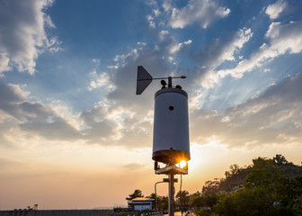The weather station on sunlight and cloudy background