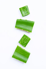 Aloe vera sliced isolated on white.