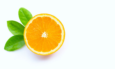 High vitamin C, Juicy and sweet. Fresh orange fruit on white