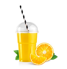 Take away glass of fresh orange juice
