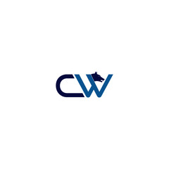 Initial CW Letter Logo isolated on white background