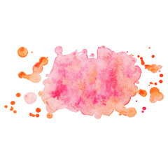 Abstract isolated pink vector watercolor stain. Grunge element for paper design