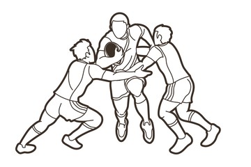 Fototapeta na wymiar Rugby player action cartoon sport graphic vector.