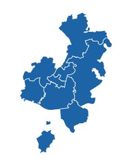 Outline blue map of Ufa