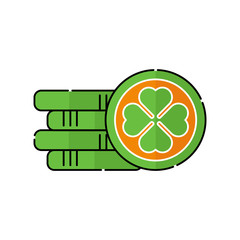 Obraz premium Gold Coin flat icon vector illustration. St. Patricks Day vector illustration.