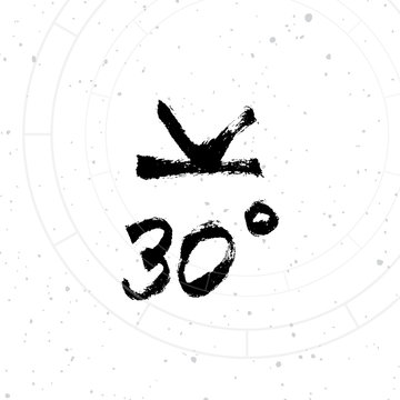 Vector handdrawn brush ink illustration of Semi-sextile astrological sign with natal chart. Horoscope signs, magic symbols, icons.  Astrology concept for occult design.