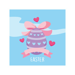 easter label with egg, greeting card