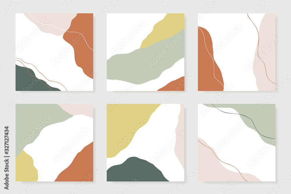 Poster modern abstract shapes cards. design template collection of colorful templates with trendy shapes an