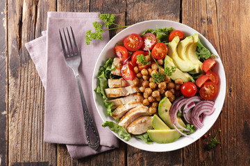 buddha bowl- mixed vegetable salad with chicken fillet